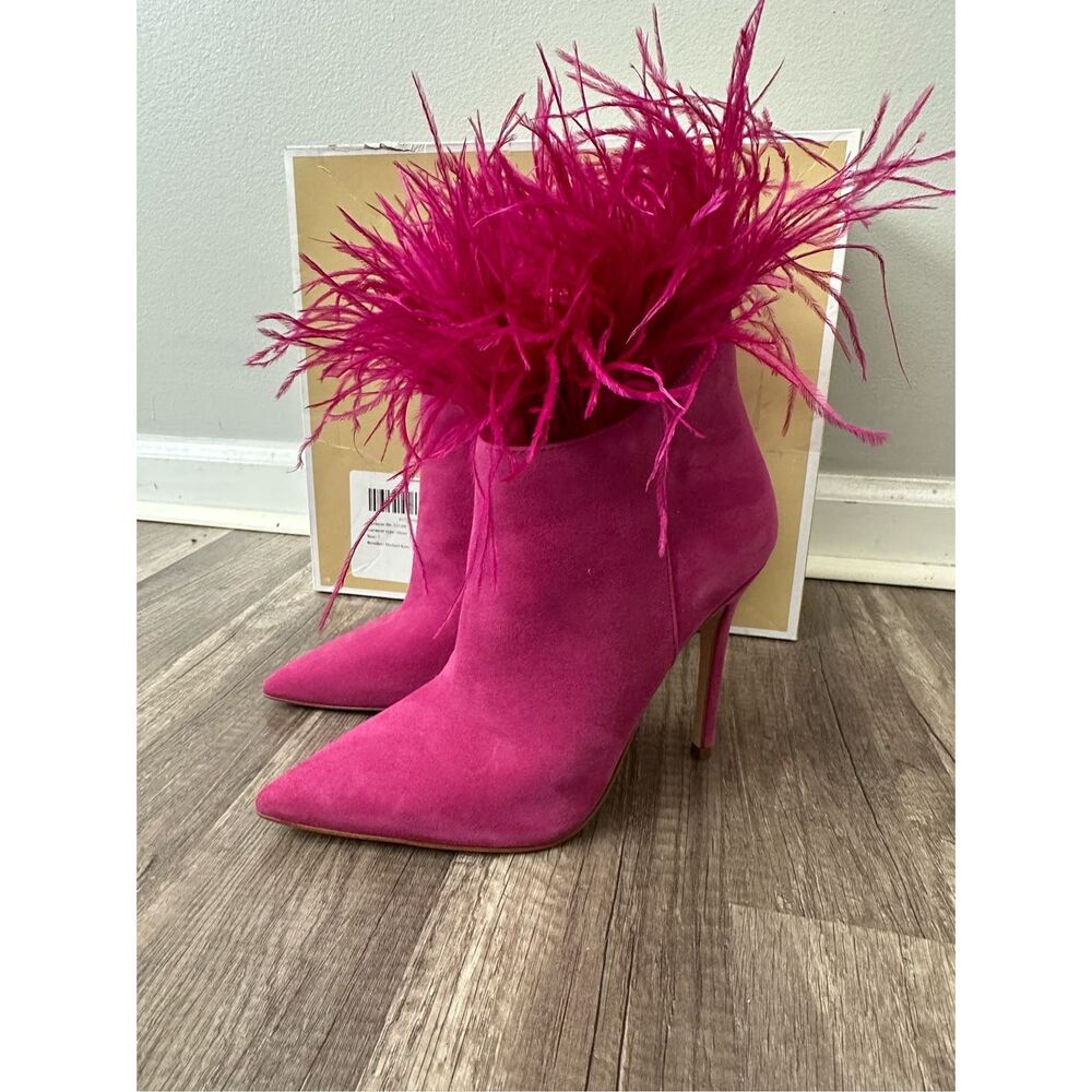 Michael Kors Whitby Feather Trim Suede Ankle Boot Size 7 $250 - Picture 6 of 14